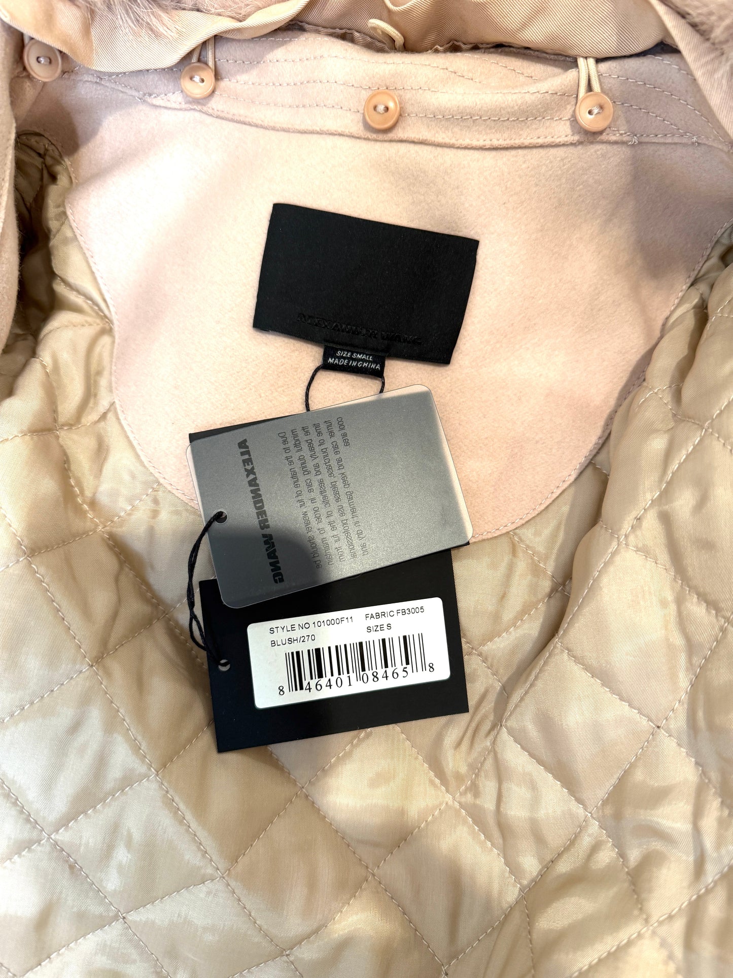 Alexander Wang Blush Fur Collar Double Breasted Jacket
