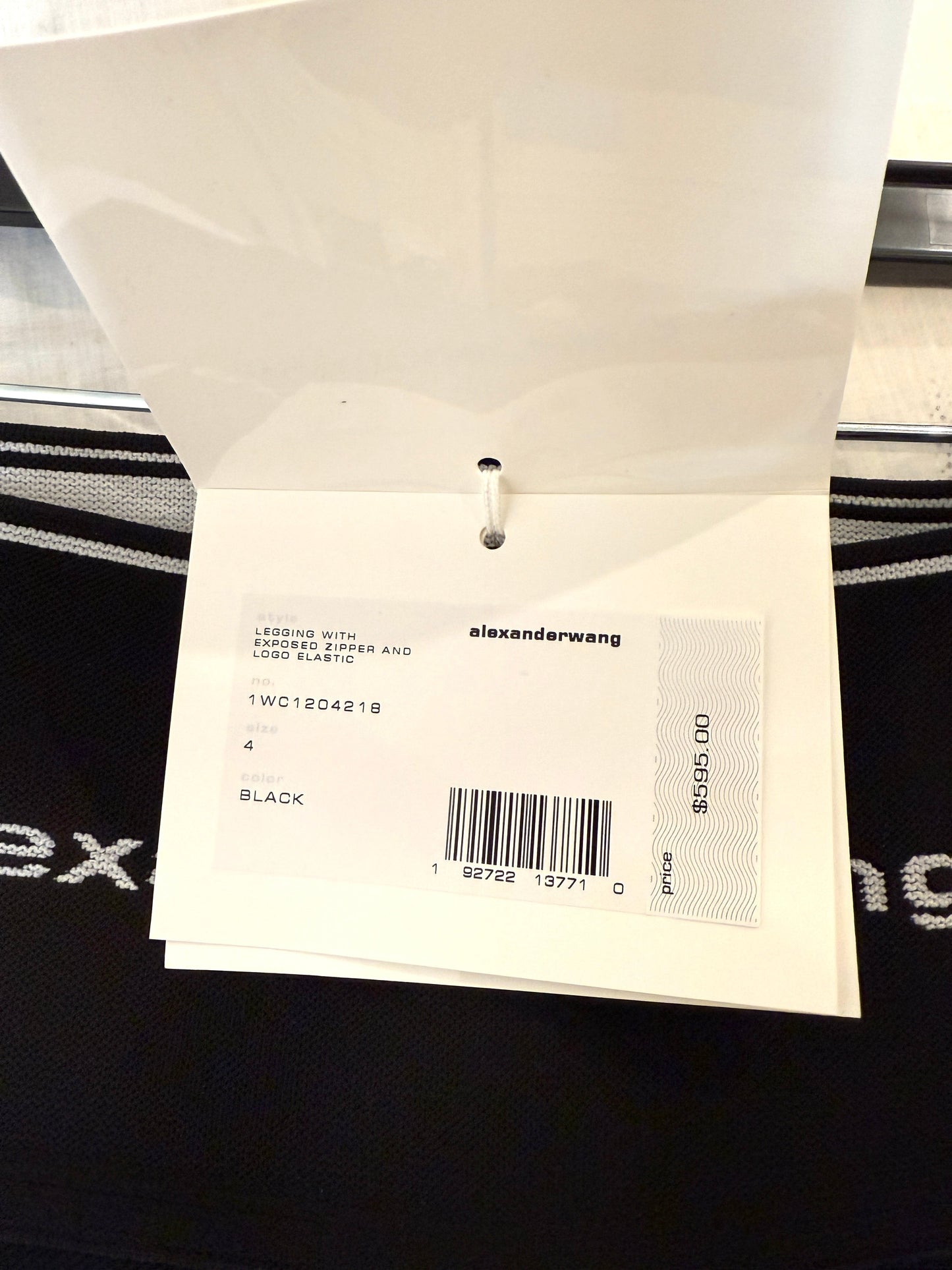 Alexander Wang Legging with Exposed Zipper and Elastic Logo