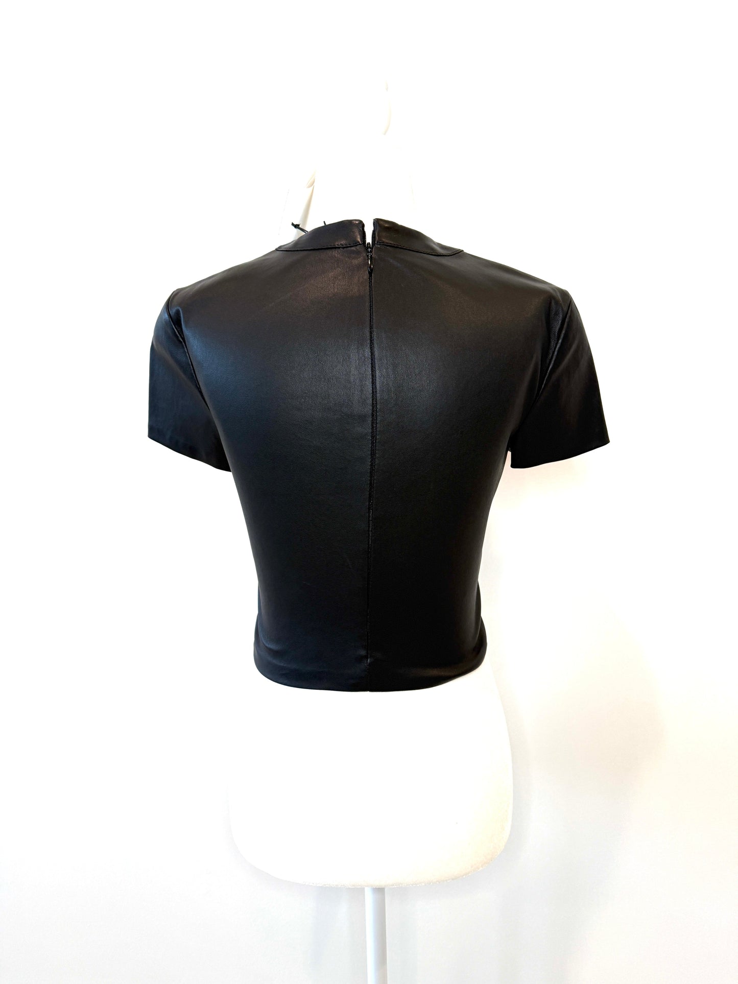 Alexander Wang Stretch Leather SS Top w/Ruching Detail