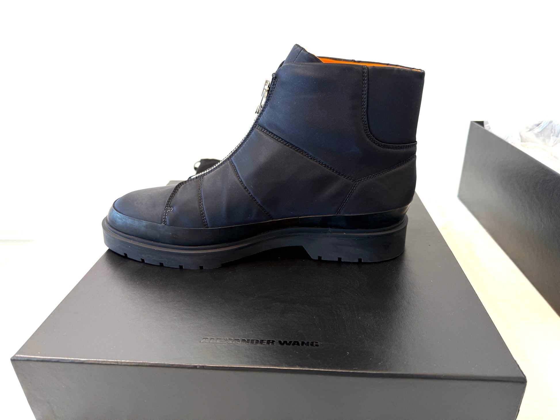 Alexander Wang Dane Boots in Men’s Size 43, featuring a sleek, contemporary silhouette with original packaging.