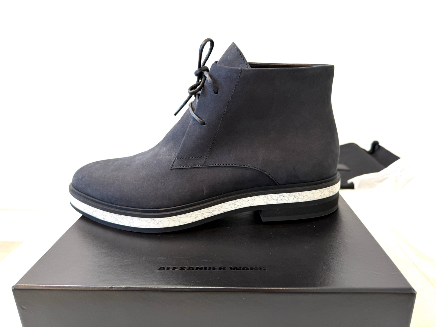 Alexander Wang Emmet Chukka Boots in Men’s Size 41, featuring a sleek silhouette and original packaging.