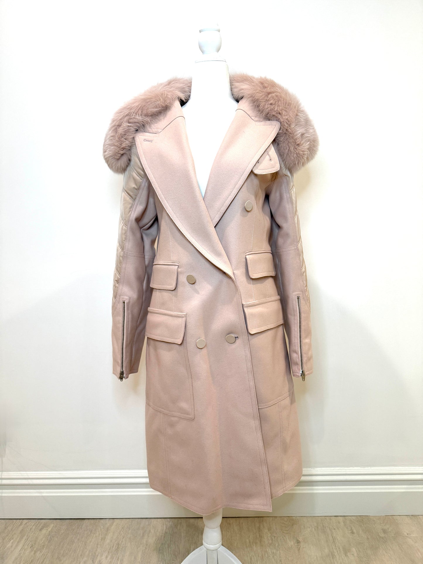 Alexander Wang Blush Fur Collar Double Breasted Jacket