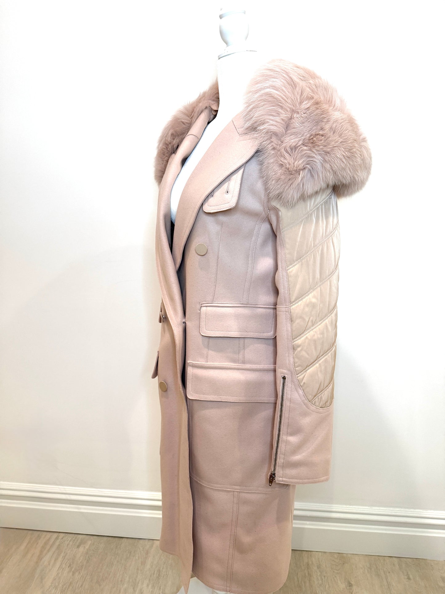 Alexander Wang Blush Fur Collar Double Breasted Jacket