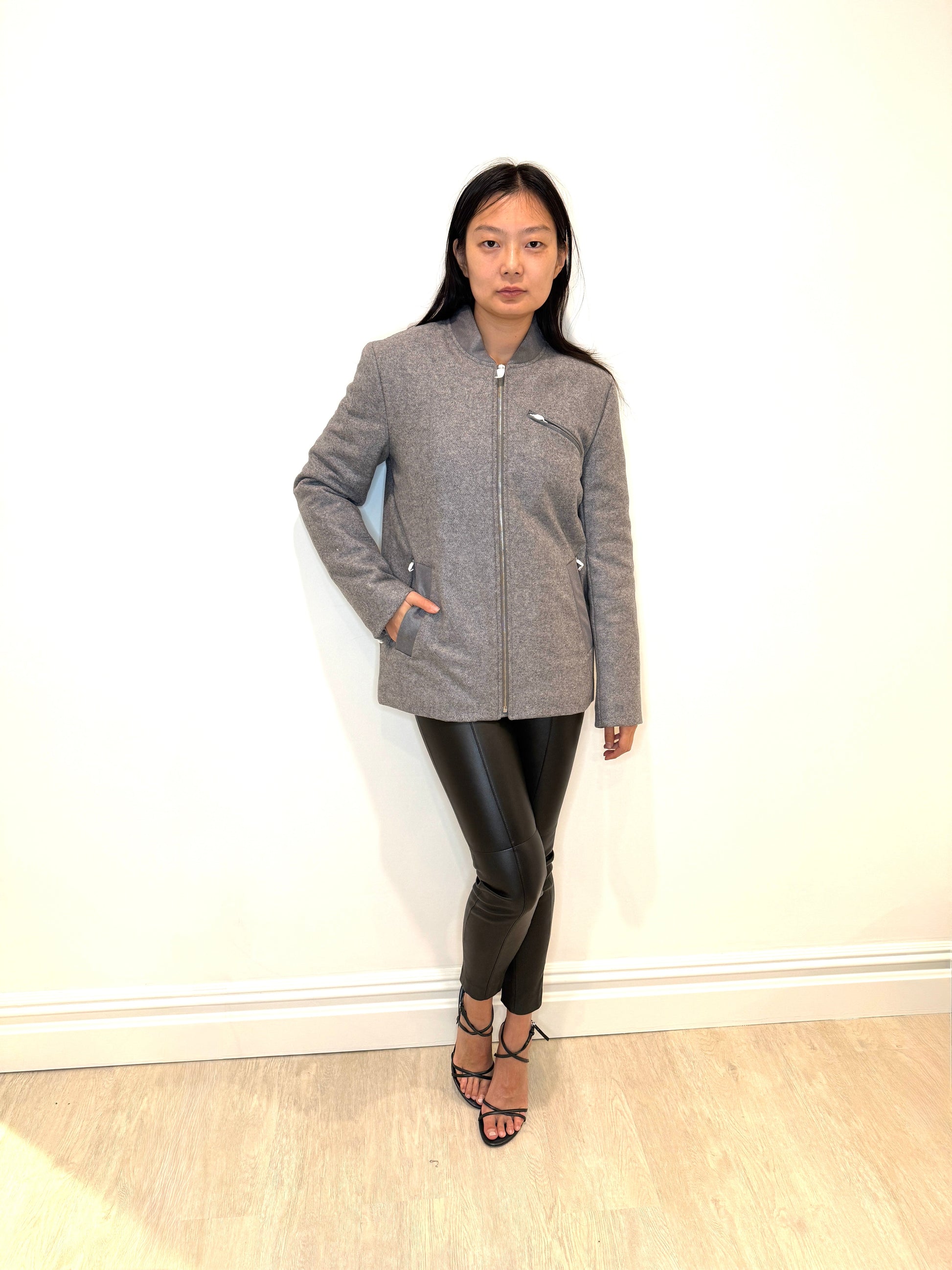 Alexander Wang Heather Grey Jacket from T by Alexander Wang Fall 2014, wool blend with zippered forearm detailing, brand new with tags.