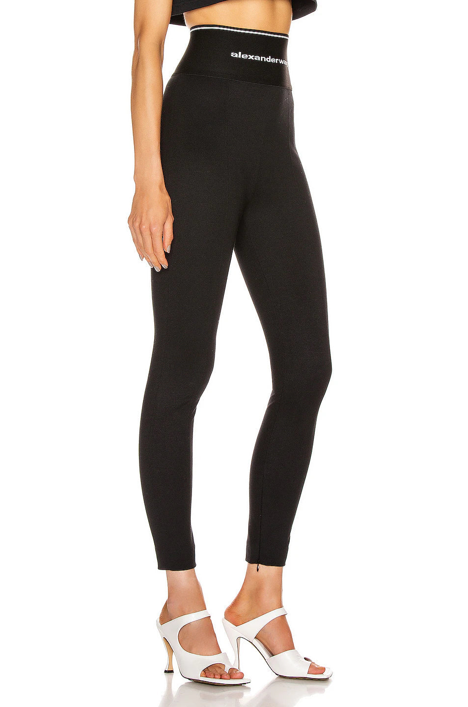 Alexander Wang Legging with Exposed Zipper and Elastic Logo