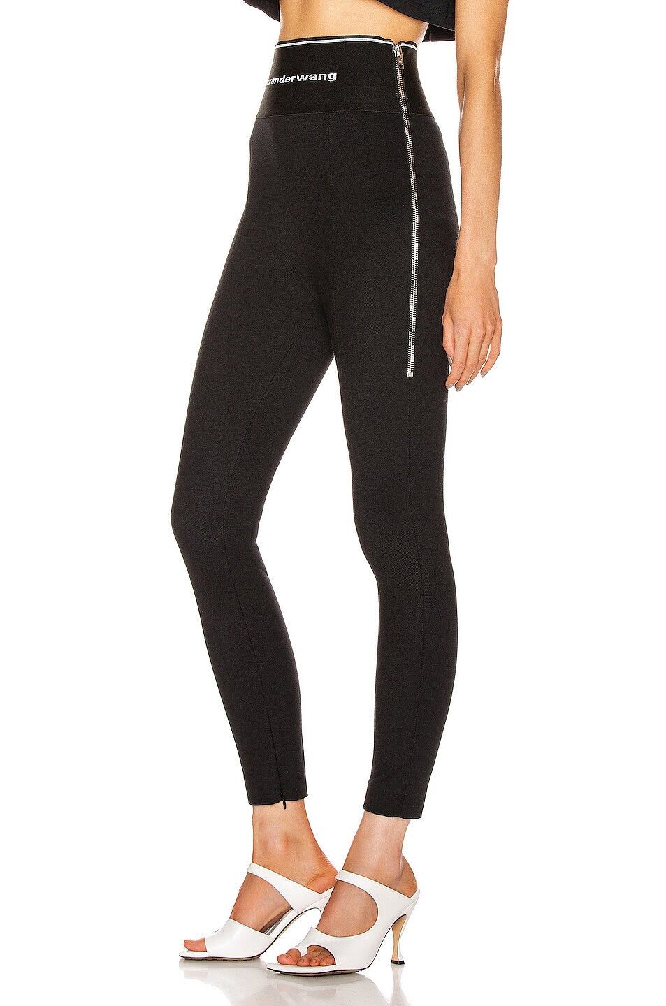 Alexander Wang Legging with Exposed Zipper and Elastic Logo