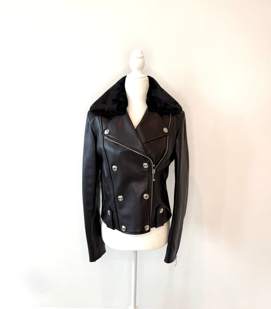 Alexander Wang Nocturnal Leather Jacket, 100% lambskin with detachable faux fur collar, from Women's Fall 2015 Collection, brand new with tags.