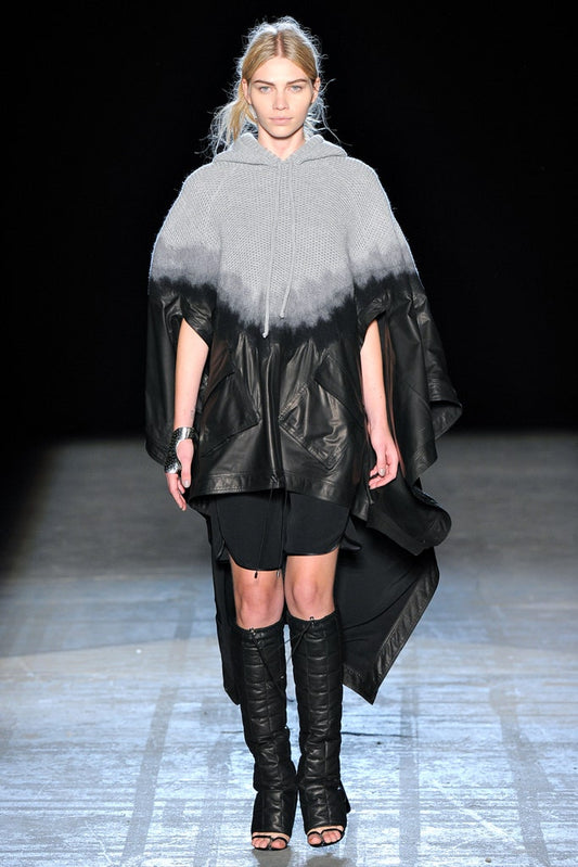 Alexander Wang Poncho Hoodie from Women's Fall 2011 Ready-to-Wear Collection in baby calfskin and wool.