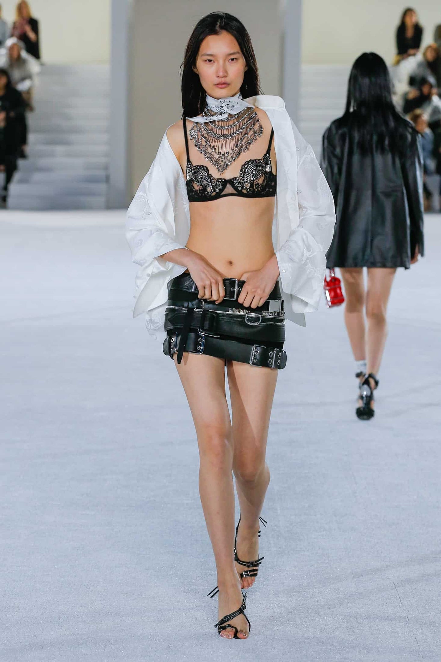 Alexander Wang studded mini-skirt with stacked belts from the 2018 Collection 1 drop.