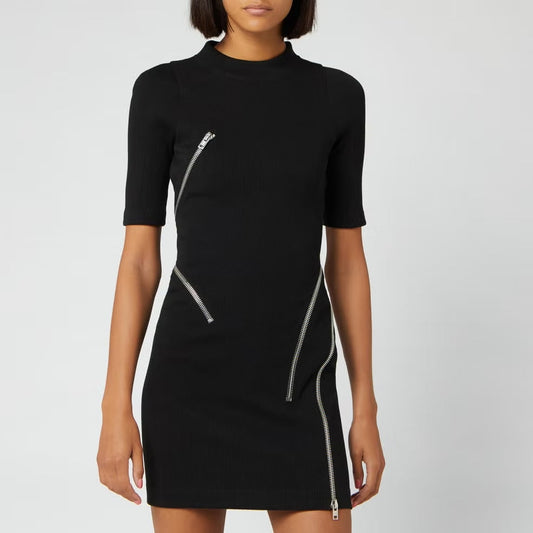 Alexander Wang Short Sleeve Traveling Rib Dress, body-contouring fit, ribbed texture, brand new with tags.