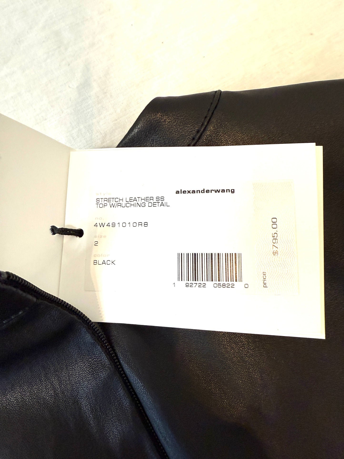 Alexander Wang Stretch Leather SS Top w/Ruching Detail