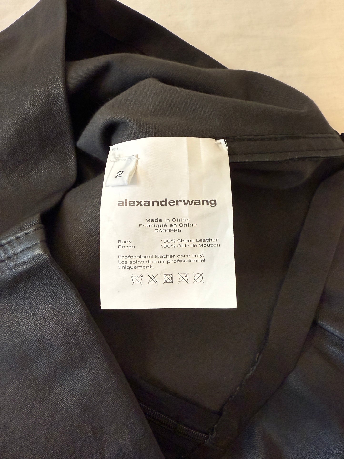 Alexander Wang Stretch Leather SS Top w/Ruching Detail