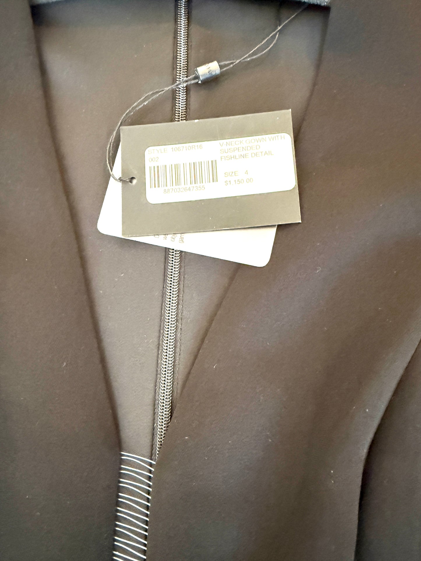 Alexander Wang V-Neck Gown with Suspended Fishline Detail